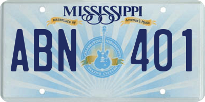 MS license plate ABN401