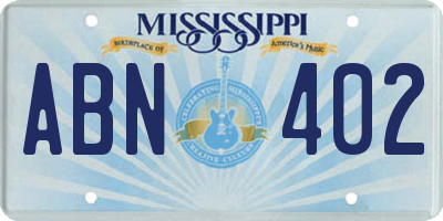 MS license plate ABN402