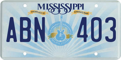 MS license plate ABN403