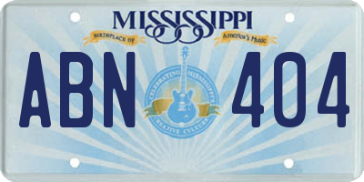 MS license plate ABN404