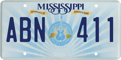 MS license plate ABN411