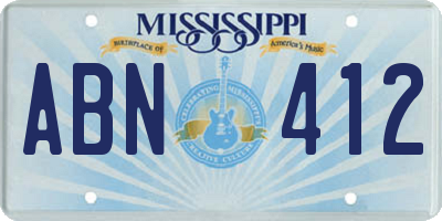 MS license plate ABN412