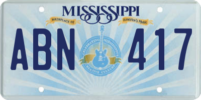 MS license plate ABN417