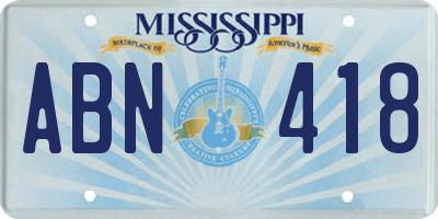 MS license plate ABN418