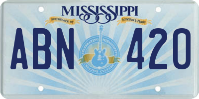 MS license plate ABN420