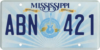 MS license plate ABN421