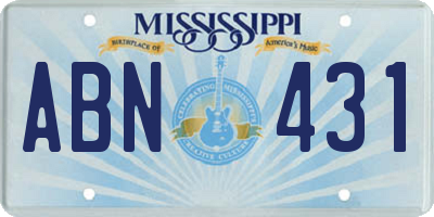 MS license plate ABN431