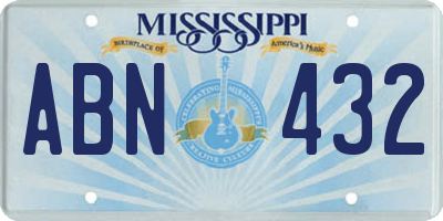 MS license plate ABN432