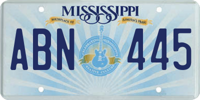 MS license plate ABN445