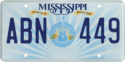 MS license plate ABN449