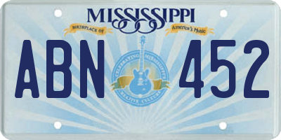 MS license plate ABN452