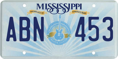 MS license plate ABN453