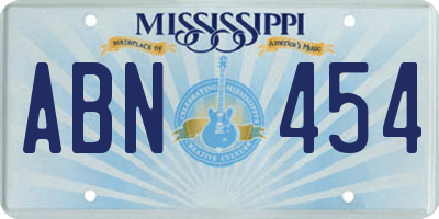 MS license plate ABN454