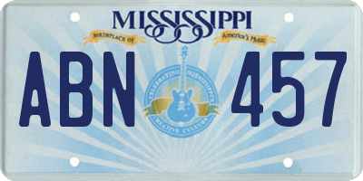 MS license plate ABN457