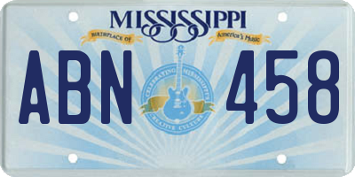 MS license plate ABN458