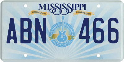 MS license plate ABN466