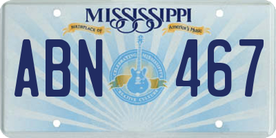 MS license plate ABN467