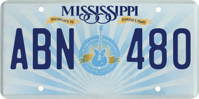 MS license plate ABN480