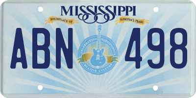 MS license plate ABN498