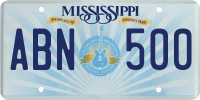 MS license plate ABN500