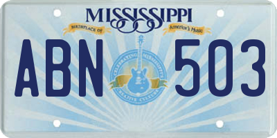 MS license plate ABN503