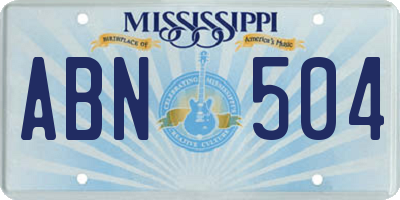 MS license plate ABN504