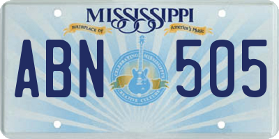 MS license plate ABN505