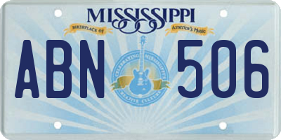 MS license plate ABN506