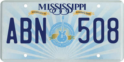 MS license plate ABN508