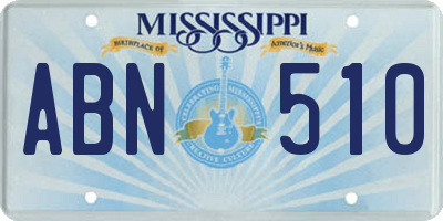 MS license plate ABN510