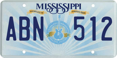 MS license plate ABN512