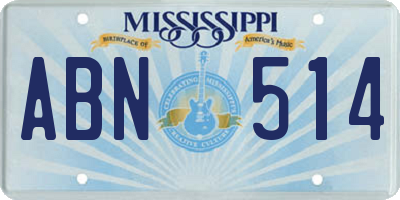 MS license plate ABN514