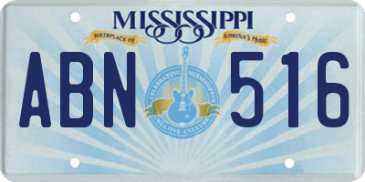 MS license plate ABN516