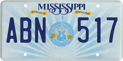 MS license plate ABN517