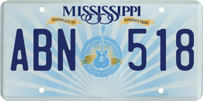 MS license plate ABN518