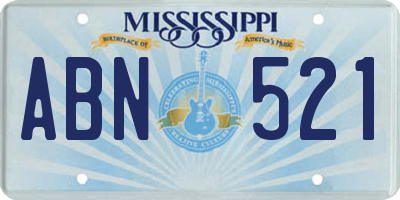 MS license plate ABN521