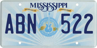 MS license plate ABN522