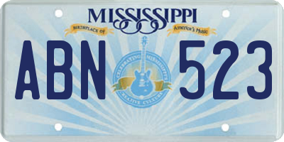 MS license plate ABN523