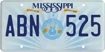 MS license plate ABN525