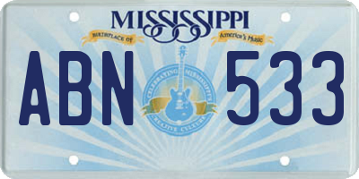 MS license plate ABN533