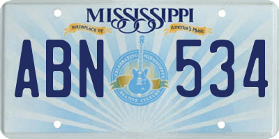 MS license plate ABN534