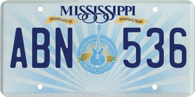 MS license plate ABN536