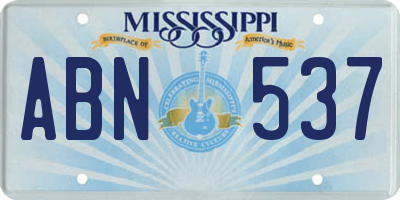 MS license plate ABN537