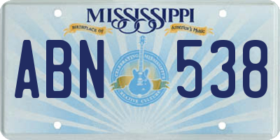 MS license plate ABN538