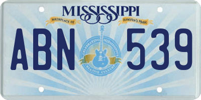 MS license plate ABN539