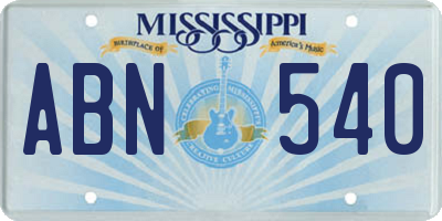 MS license plate ABN540