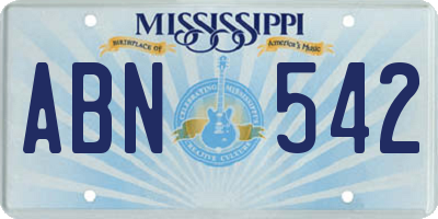 MS license plate ABN542