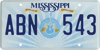 MS license plate ABN543