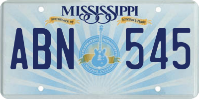 MS license plate ABN545