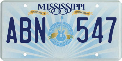 MS license plate ABN547